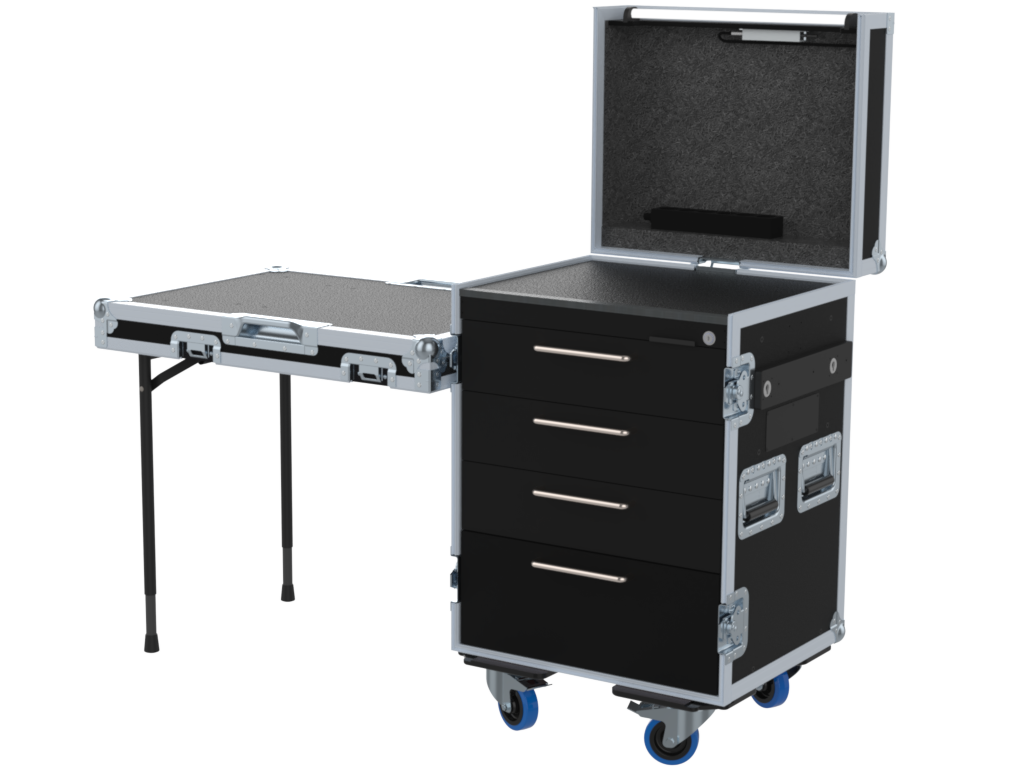 SANTOSOM Roadcase Serie 100, 14U 4 drawers: 3, 3, 3, 5U