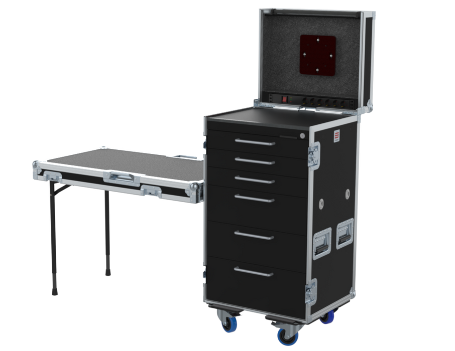 SANTOSOM Roadcase Roadcase Serie 120, 19U 6 drawers + Vesa for monitor