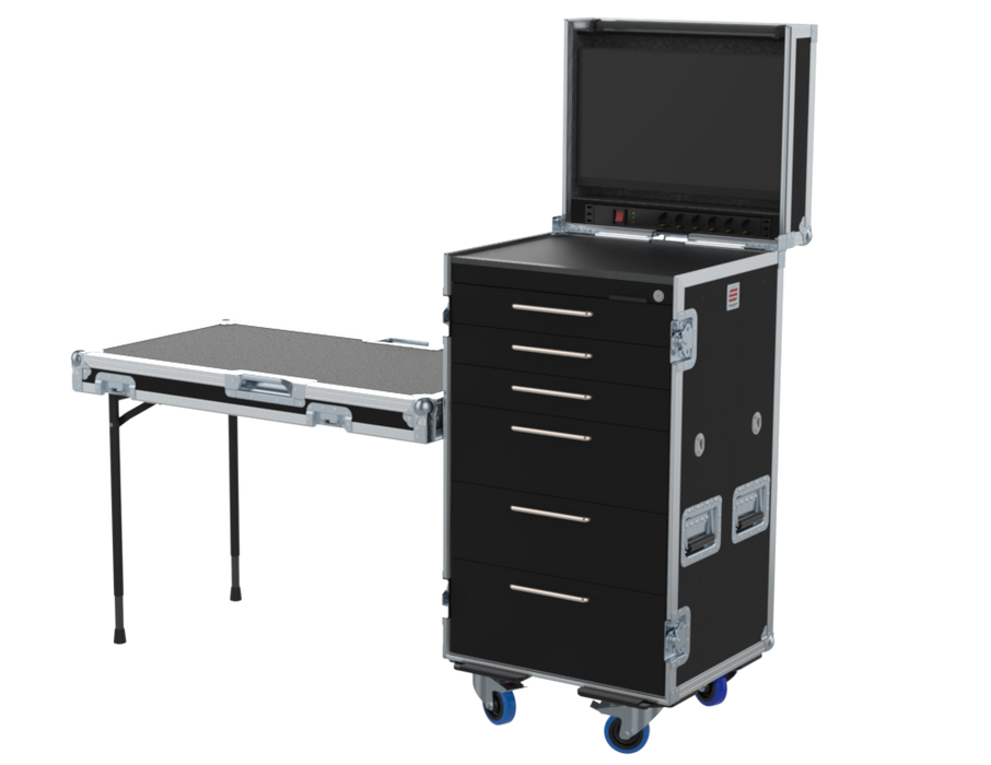 SANTOSOM Roadcase Roadcase Serie 120, 19U 6 drawers + Vesa for monitor
