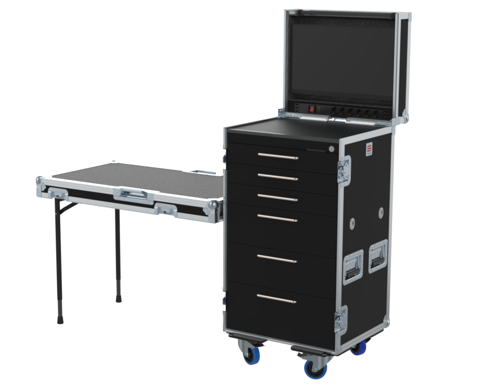 SANTOSOM Roadcase Roadcase Serie 120, 19U 6 drawers + Vesa for monitor