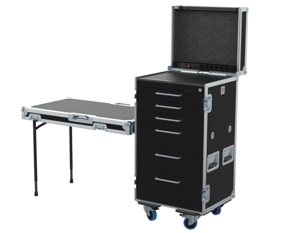 SANTOSOM Road case Serie 120, 19U 6 drawers: 2, 2, 2, 4, 4, 5U