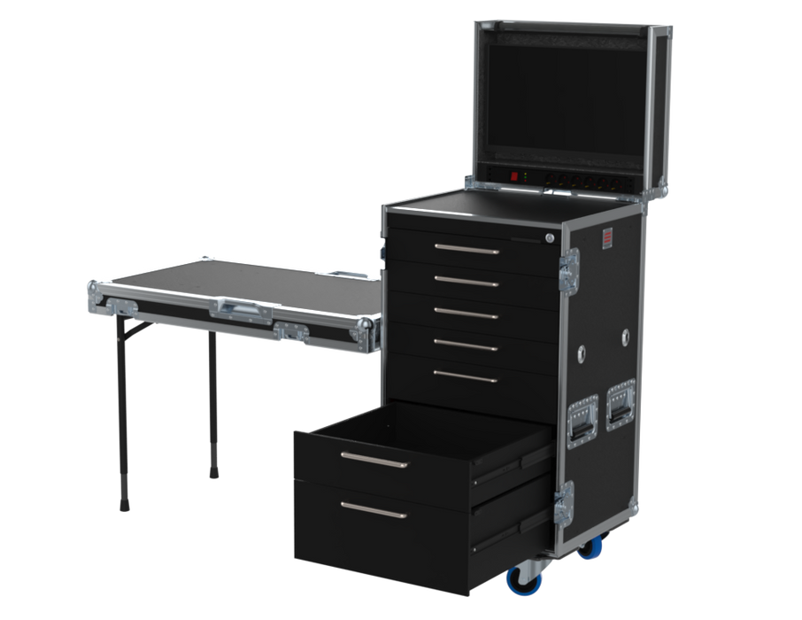 SANTOSOM Roadcase Roadcase Serie 120, 19U 7 drawers + Vesa for monitor