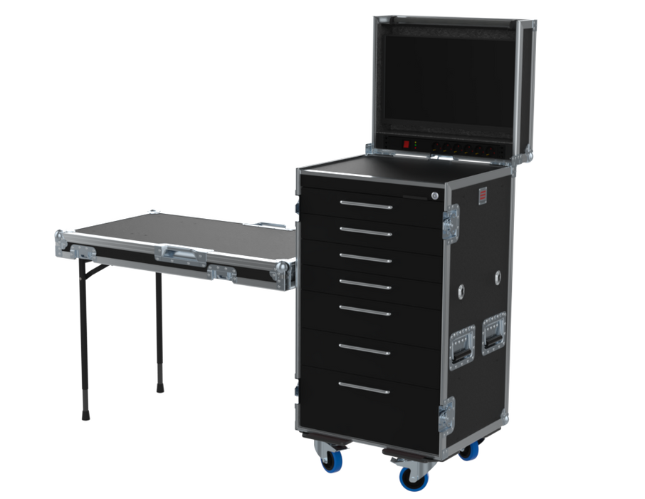 SANTOSOM Roadcase Roadcase Serie 120, 19U 7 drawers + Vesa for monitor