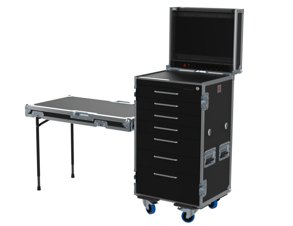 SANTOSOM Roadcase Roadcase Serie 120, 19U 7 drawers + Vesa for monitor
