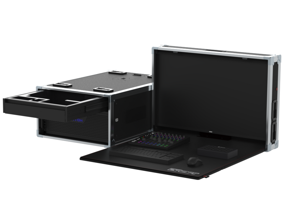 Santosom Video Controller Flight case Regie de Vídeo 5U + Workstation 27"
