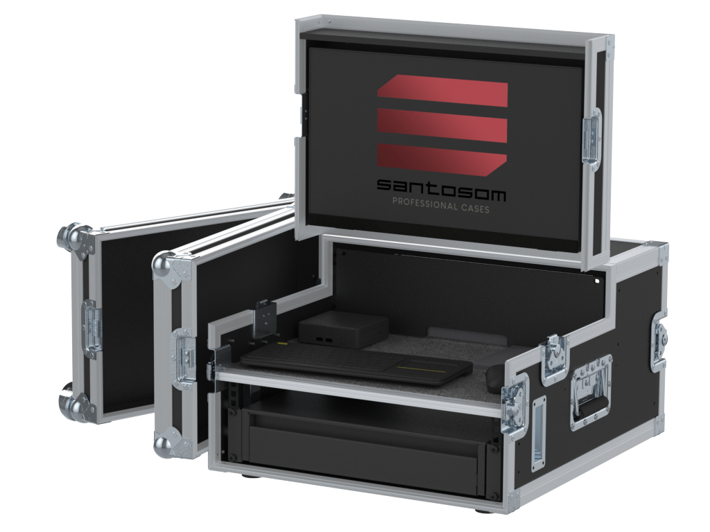 Santosom Flight case Regie 4, Video Production Controller+LCD+19" 3U