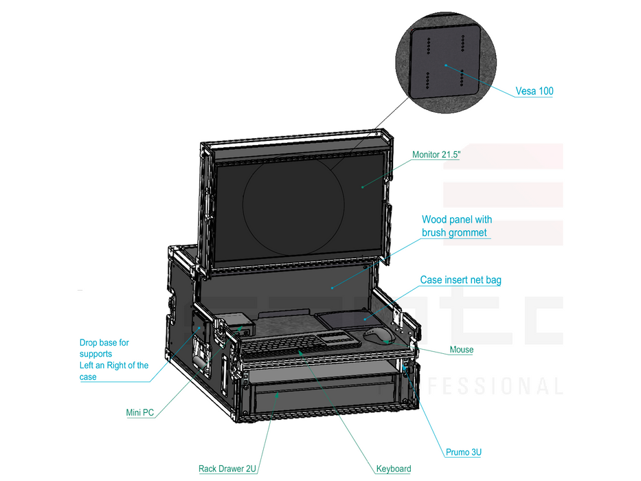 SANTOSOM Video Production Controller+LCD+19" 3U Regie RG-40, Video Controller + LCD, 3U