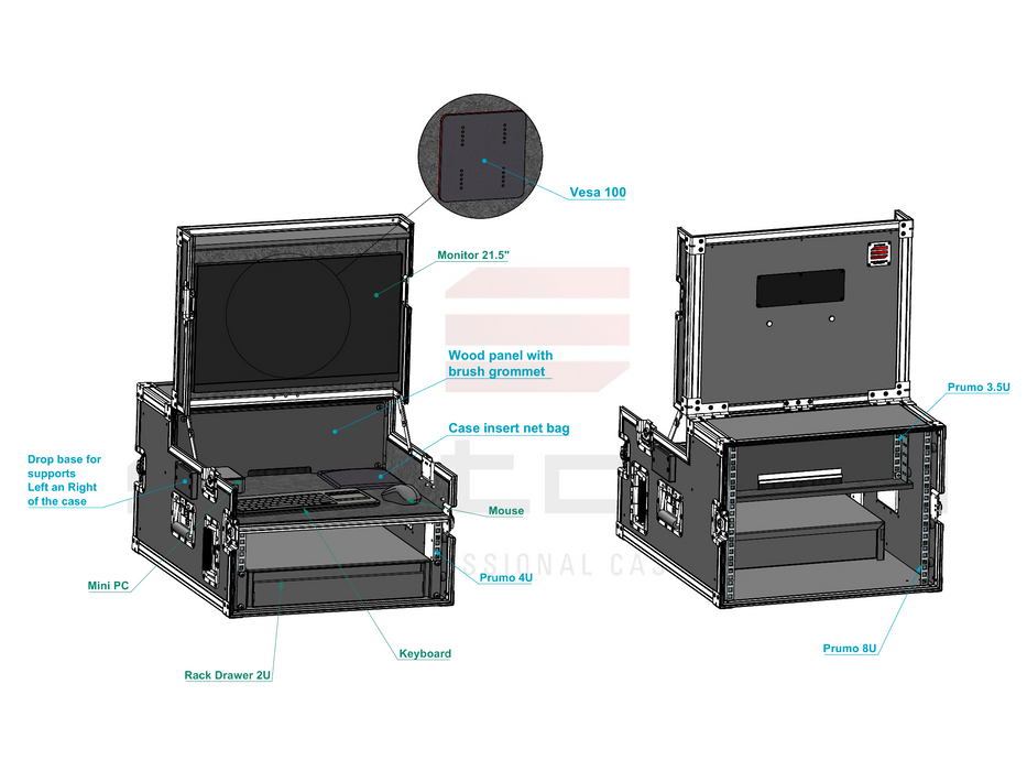SANTOSOM video Controller + LCD + 19P-4U Regie RG-40, Video Controller + LCD, 4U