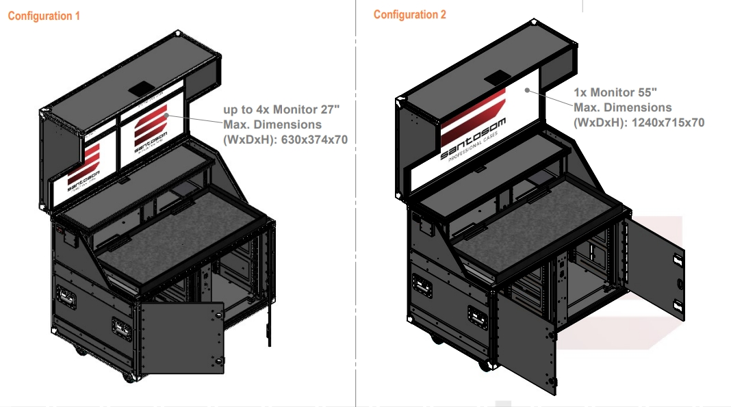 SANTOSOM Regie Double Side Sliding-Rack, 12U + 4U +3U