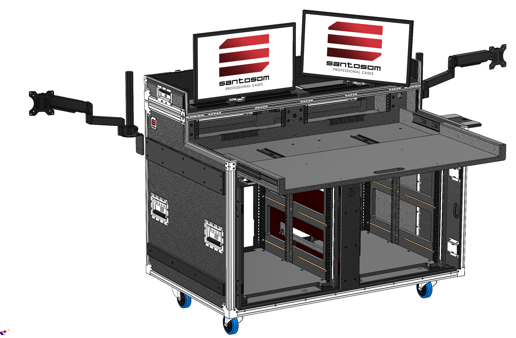 SANTOSOM Regie Double Side Sliding-Rack 130.80.100, 12+2U