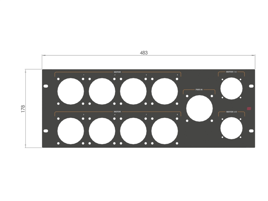 Adam Hall HARDWARE 19" Rack Panel 4U, Rigging Lift control 1 a 8