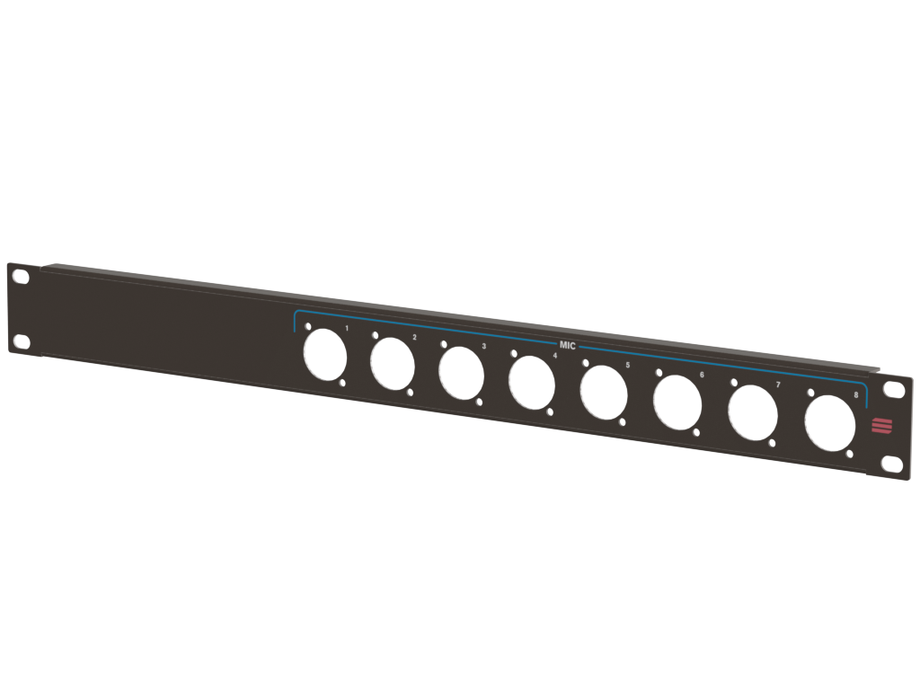 Santosom HARDWARE Rack Panel 1U, (8x MIC) — Santosom - Professional Cases