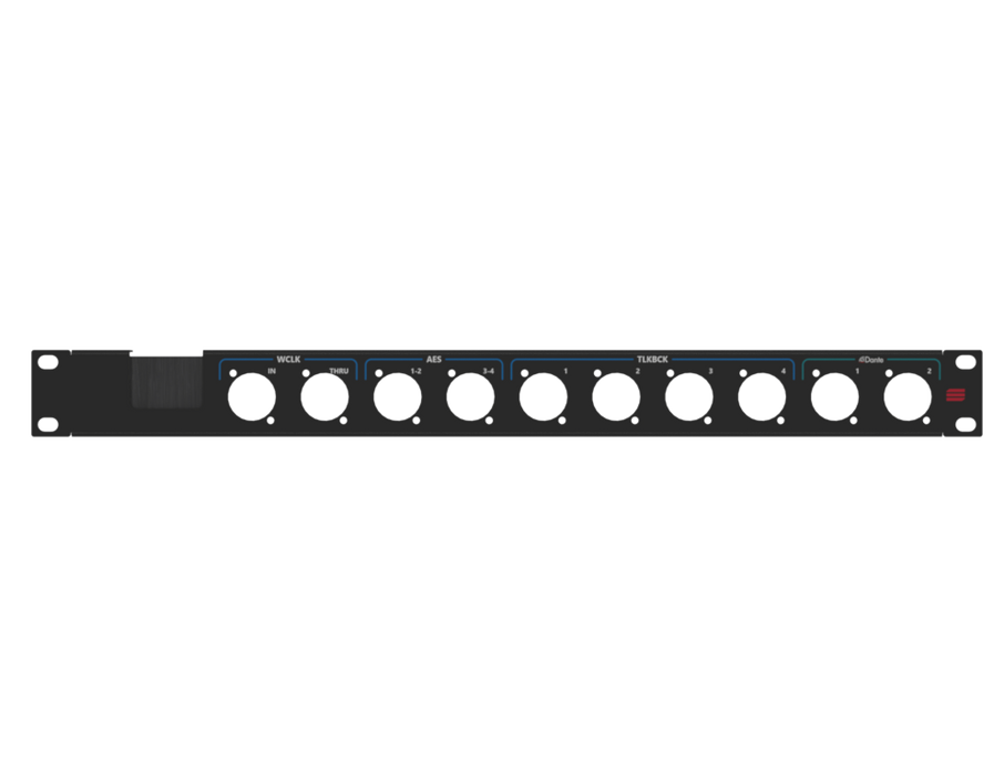 Adam Hall HARDWARE Rack Panel 2U, printed, (WCLC, AES, TLKBCK, DANTE)