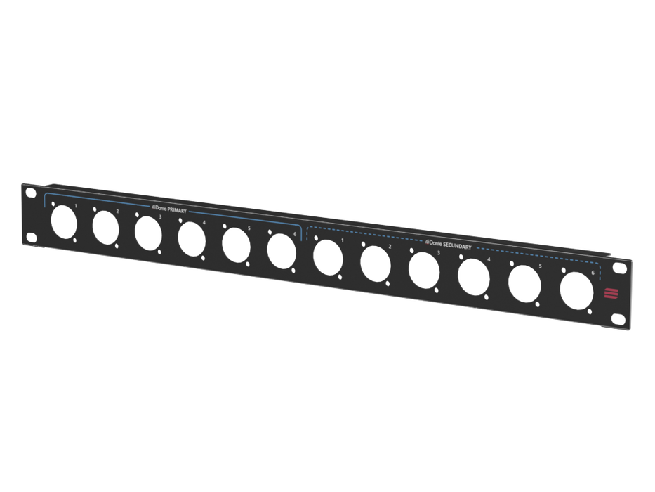 Santosom HARDWARE Rack Panel 1U, 12x D-Size (Dante P+S 1-6)