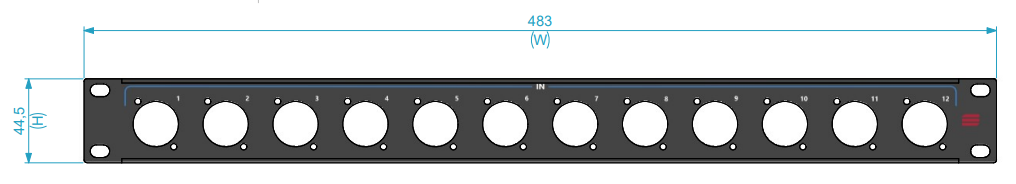 Santosom HARDWARE Rack Panel 1U, 12x D-Size IN (1-12)