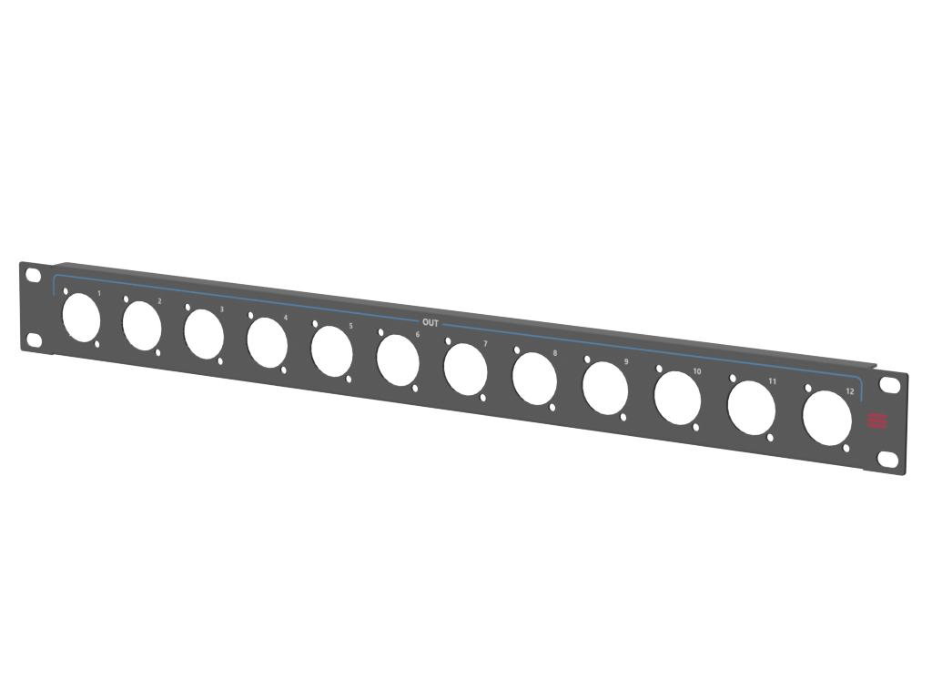 Santosom HARDWARE Rack Panel 1U, 12x D-Size OUT (1-12)