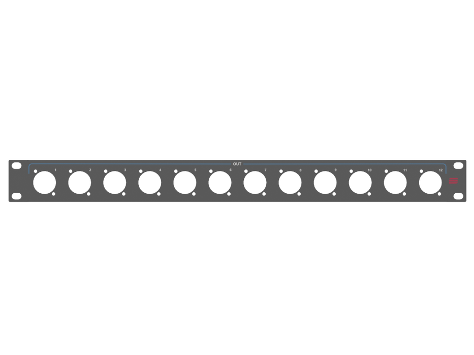 Santosom HARDWARE Rack Panel 1U, 12x D-Size OUT (1-12)