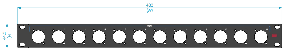Santosom HARDWARE Rack Panel 1U, 12x D-Size OUT (1-12)