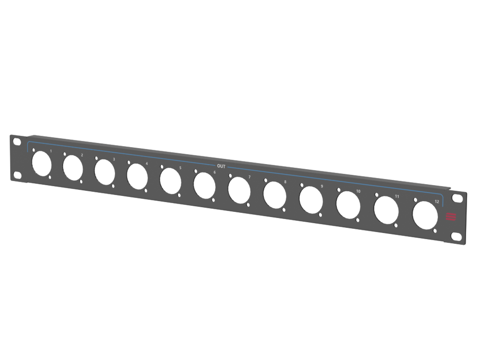 Santosom HARDWARE Rack Panel 1U, 12x D-Size OUT (1-12)