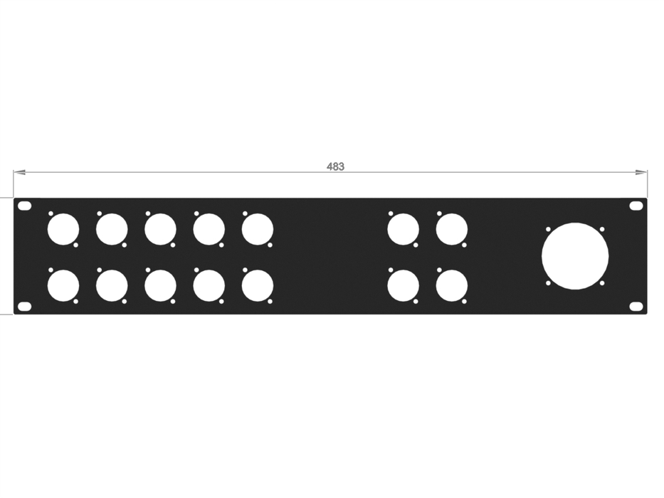Santosom HARDWARE Rack Panel 2U, 12 D-Series, 1 Socapex