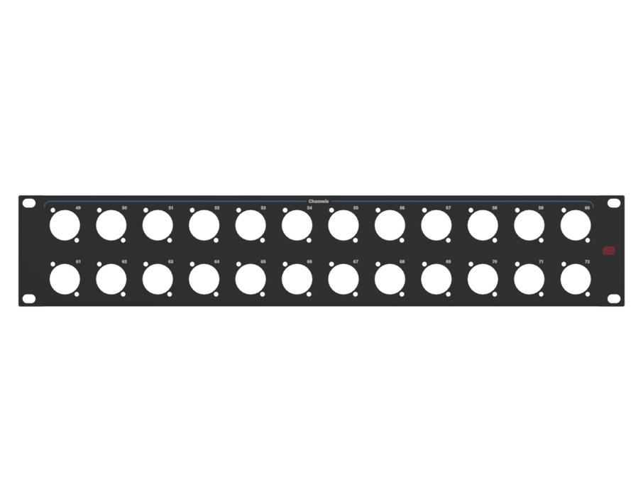 Adam Hall HARDWARE Rack Panel 2U, printed, 24x D-Size (49-72)