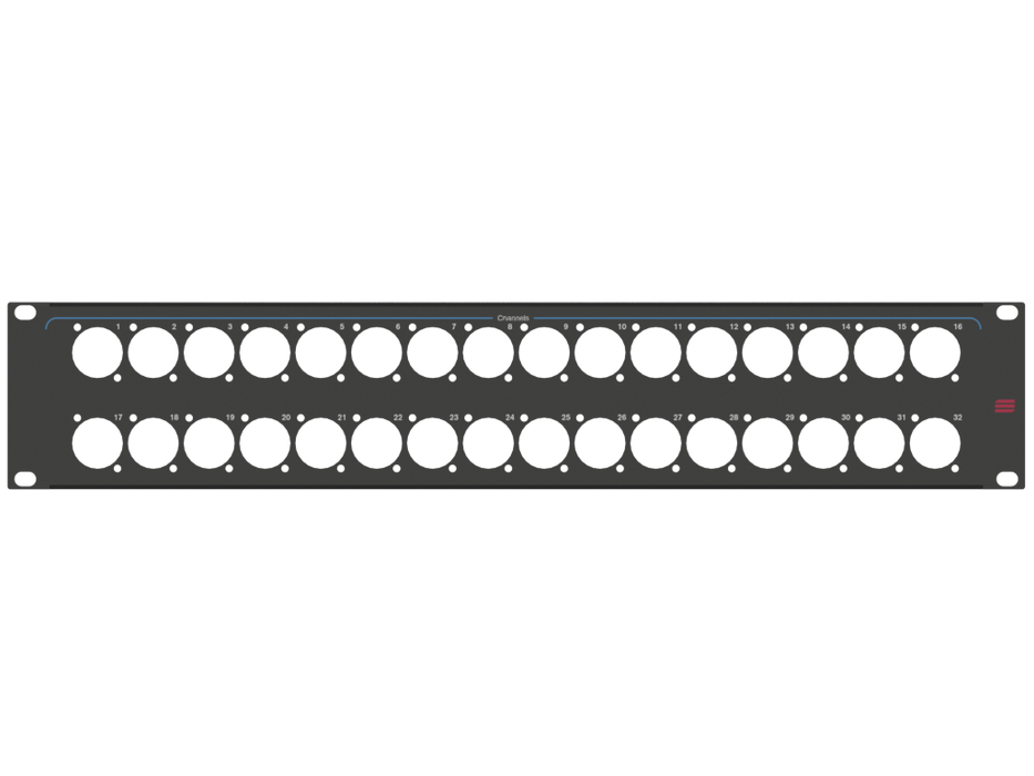 Santosom HARDWARE Rack Panel 2U, 32x D-Size (1-32)