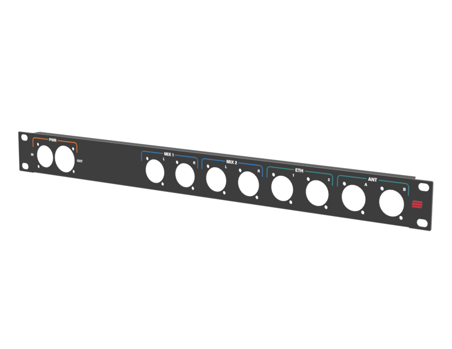 Santosom HARDWARE Rack Panel 1U, printed, (PWR, MIX 1-2, ETH, BNC)