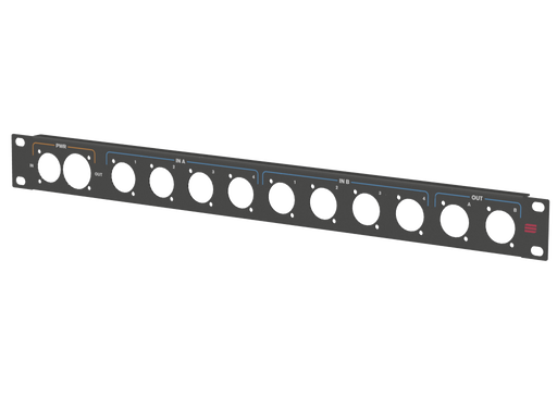 Santosom HARDWARE Rack Panel 1U, printed, True1 + 10x D-Size (PWR, In, Out)