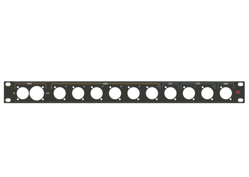 Santosom HARDWARE Rack Panel 1U, printed, (PWR, DMX, LTC, ETH, USB)