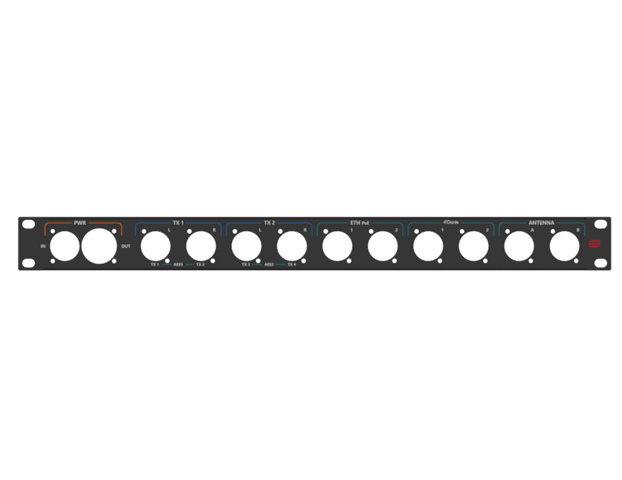 Santosom HARDWARE Rack Panel 1U, printed, True1 in/out, D-Size (PWR, MIX, ETH,