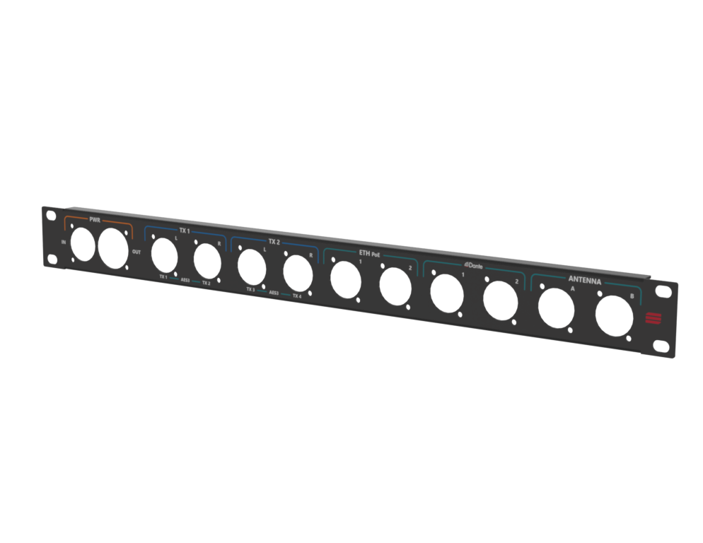 Santosom HARDWARE Rack Panel 1U, printed, True1 in/out, D-Size (PWR, MIX, ETH,