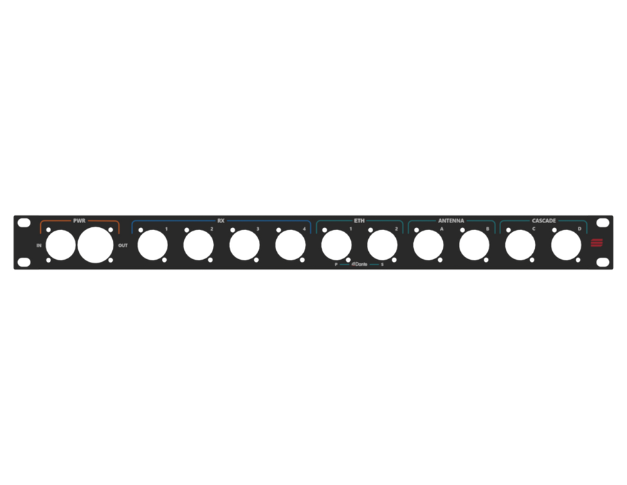 Santosom HARDWARE Rack Panel 1U, printed, True1 in/out, D-Size (PWR, MIC 1-4,