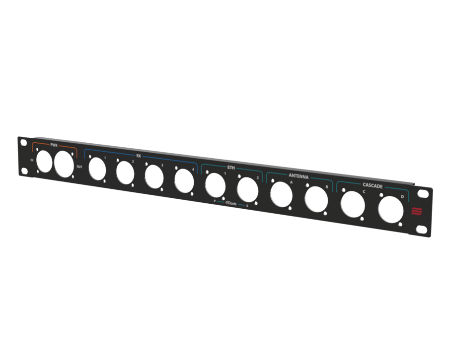 Santosom HARDWARE Rack Panel 1U, printed, True1 in/out, D-Size (PWR, MIC 1-4,