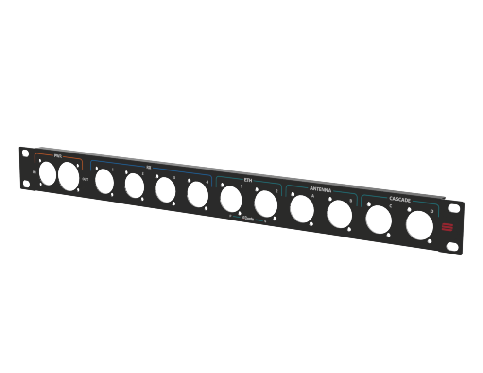 Santosom HARDWARE Rack Panel 1U, printed, True1 in/out, D-Size (PWR, MIC 1-4,