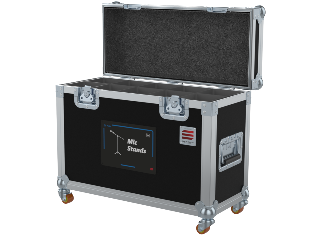 SANTOSOM MICROPHONE STAND Flight case PRO, 10x Mic Stand short version Ø105x650