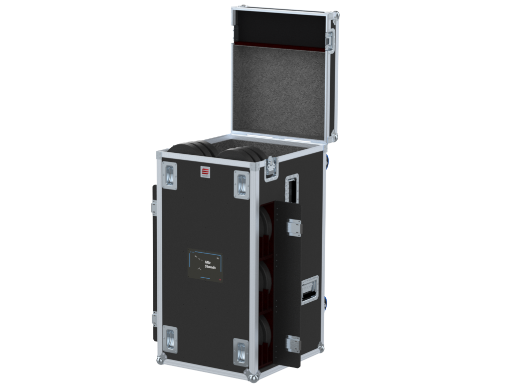 SANTOSOM Mic Stand Flight case PRO-1, 20 Mic Stands + 24 Bases Ø250
