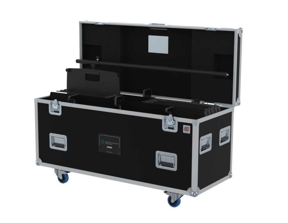 SANTOSOM SPEAKER STANDS Flight case PRO-1B, 8x Square Base Stands, K&M 24654