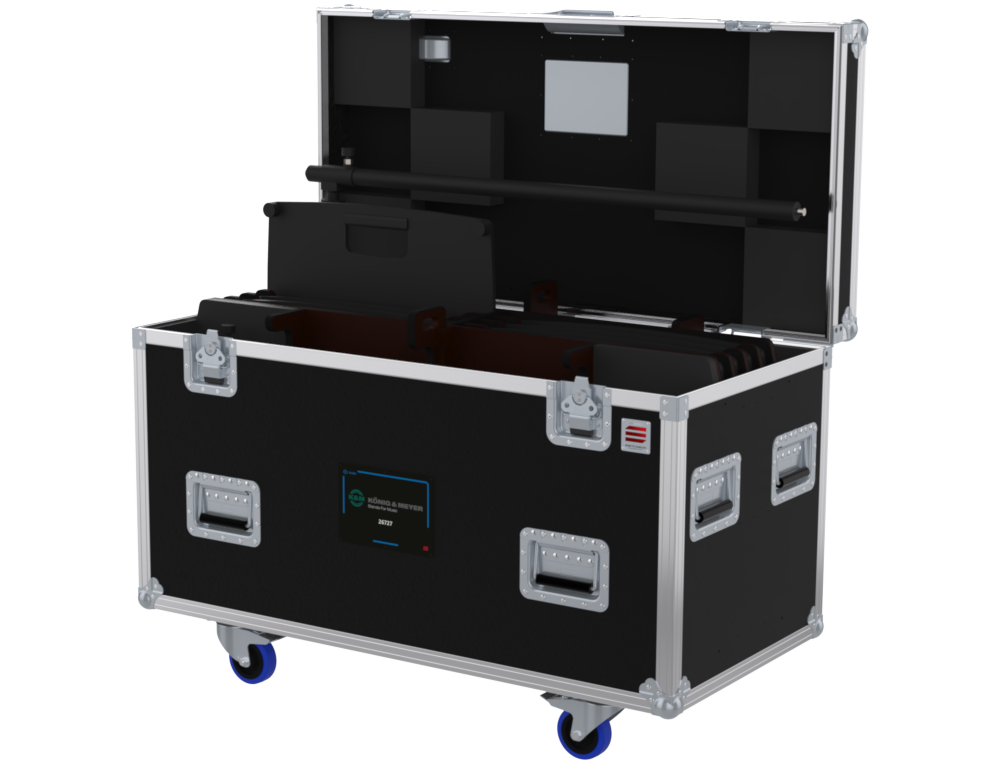 SANTOSOM SPEAKER STANDS Flight case PRO-1B, 8x Square Base Stands, K&M 26727