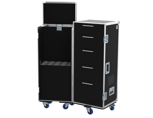 Santosom Flight case PRO, 15 tripods + 5 drawers
