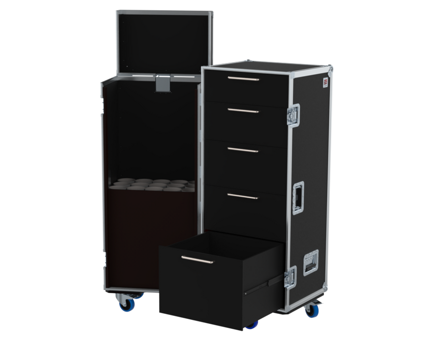 Santosom Flight case PRO, 15 tripods + 5 drawers