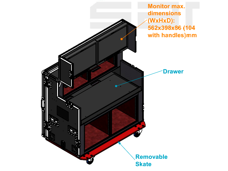 SANTOSOM 2x6u (top), 560-BRR Regie RG-32, 120 Series Double, V.120, 2 screens + 1 table