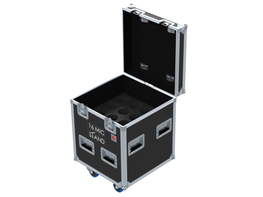 SANTOSOM MICROPHONE STANDS Flight case PRO, 16x Mic Stands short version Ø105x650