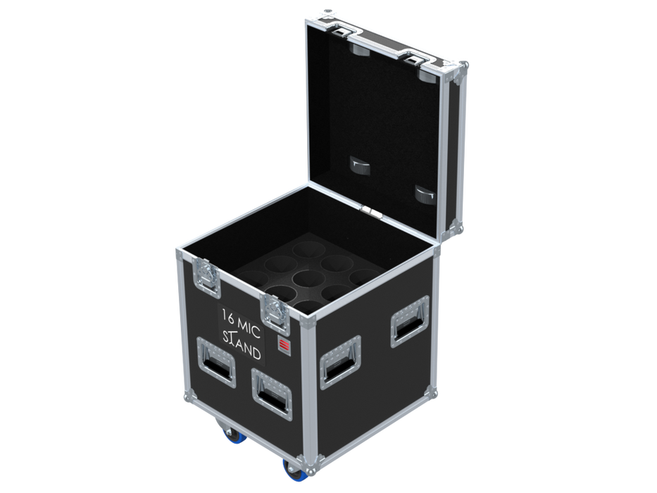 SANTOSOM MICROPHONE STANDS Flight case PRO, 16x Mic Stands short version Ø105x650