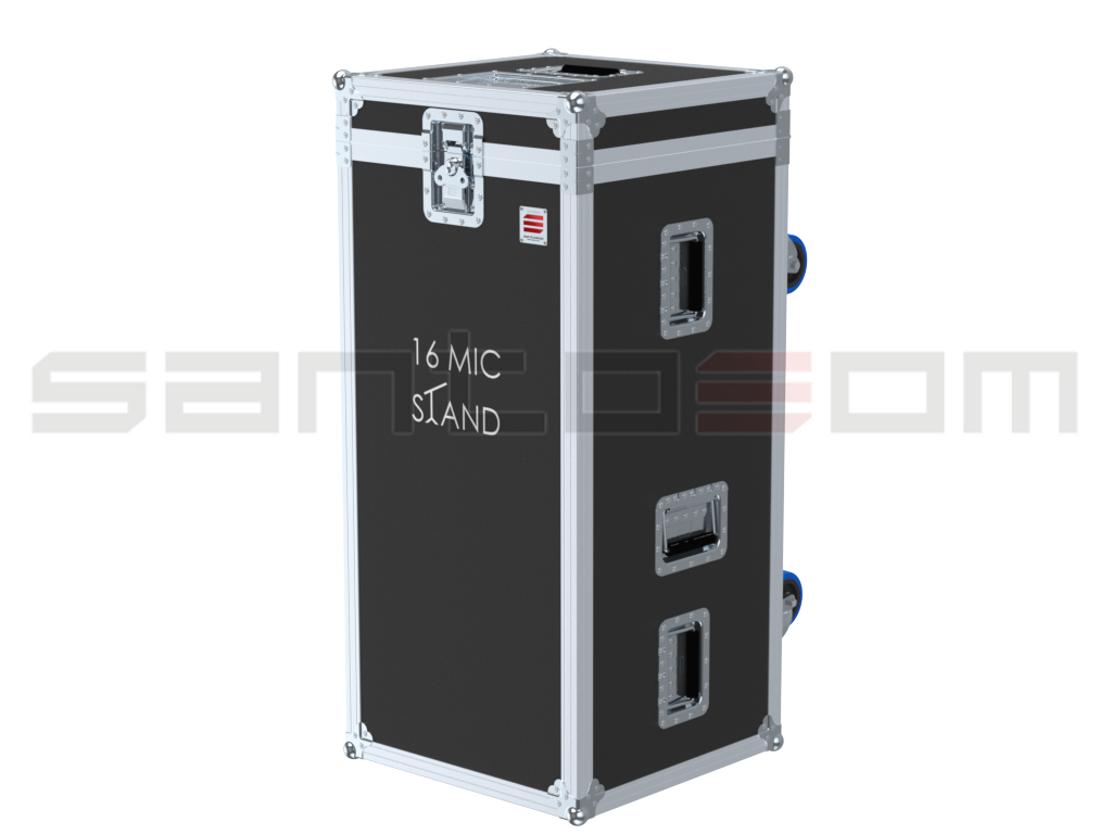 SANTOSOM MICROPHONE STANDS Flight case PRO, 16x Mic Stands Ø105x1090