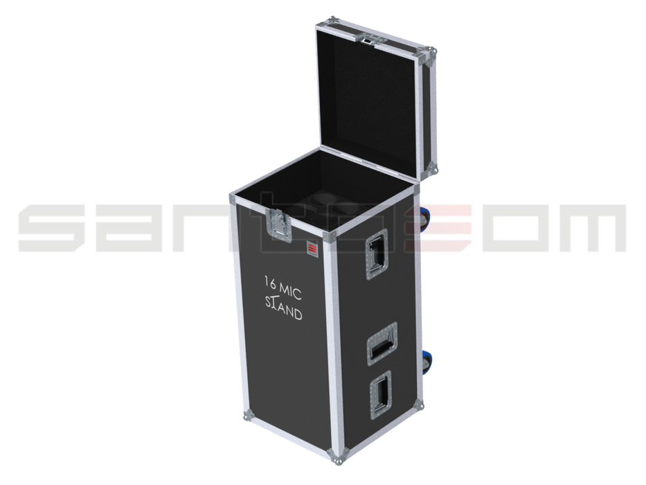 SANTOSOM MICROPHONE STANDS Flight case PRO, 16x Mic Stands Ø105x1090