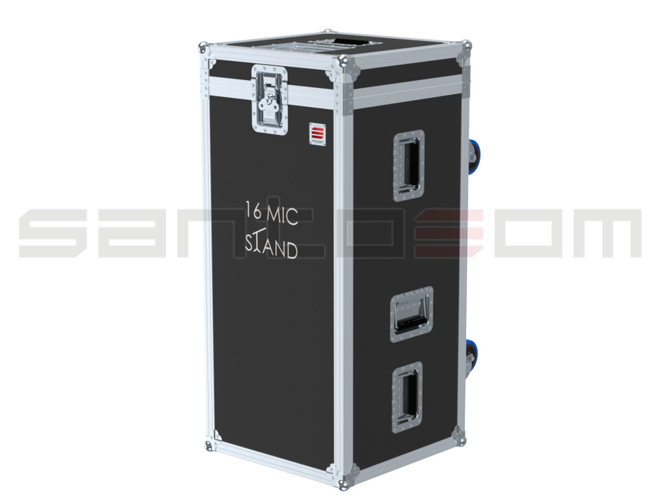 SANTOSOM MICROPHONE STANDS Flight case PRO, 16x Mic Stands Ø105x1090