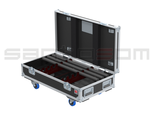 SANTOSOM MICROPHONE STANDS Flight case PRO, 6x Mic Stands with Round Bases (Ø270)