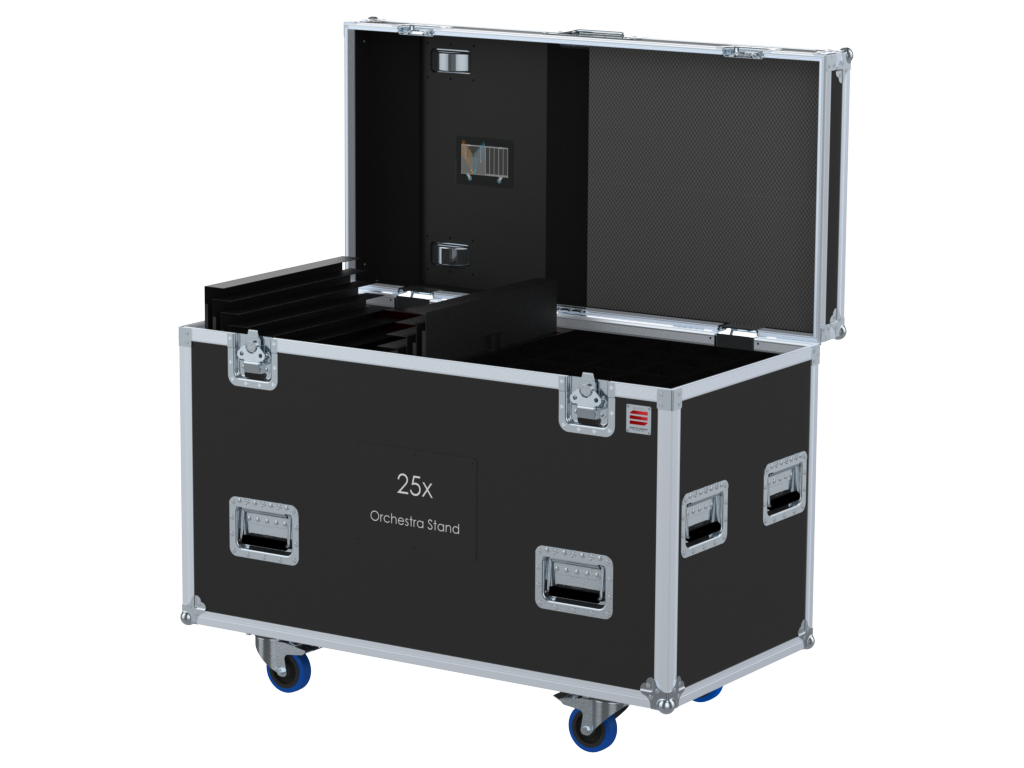 SANTOSOM Flight case PRO, 25x Orchestra Stand (Tripods + Shelving)