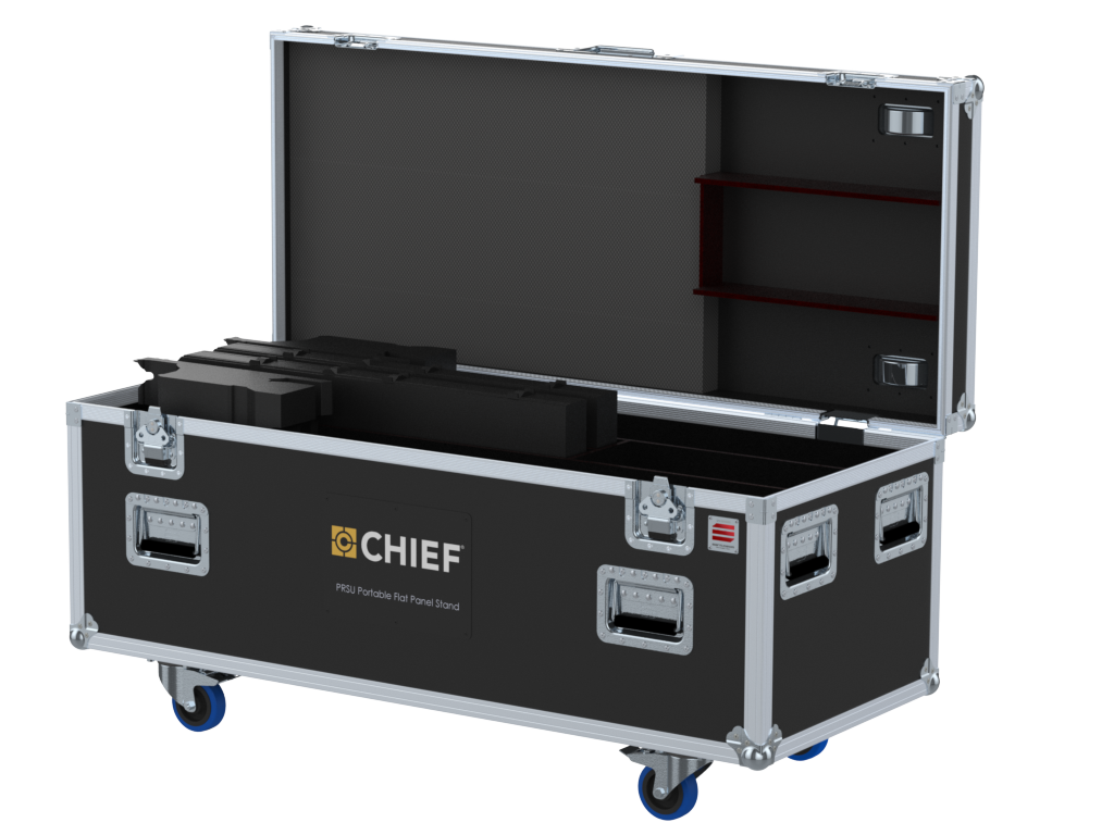 SANTOSOM VIDEO STANDS Flight case PRO, 2x Chief PRSU Portable Flat Panel Stand