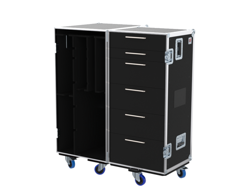 SANTOSOM MICROPHONE STANDS Flight case PRO-2B, 10x Stands + 8x Roundbases + 6x Drawers